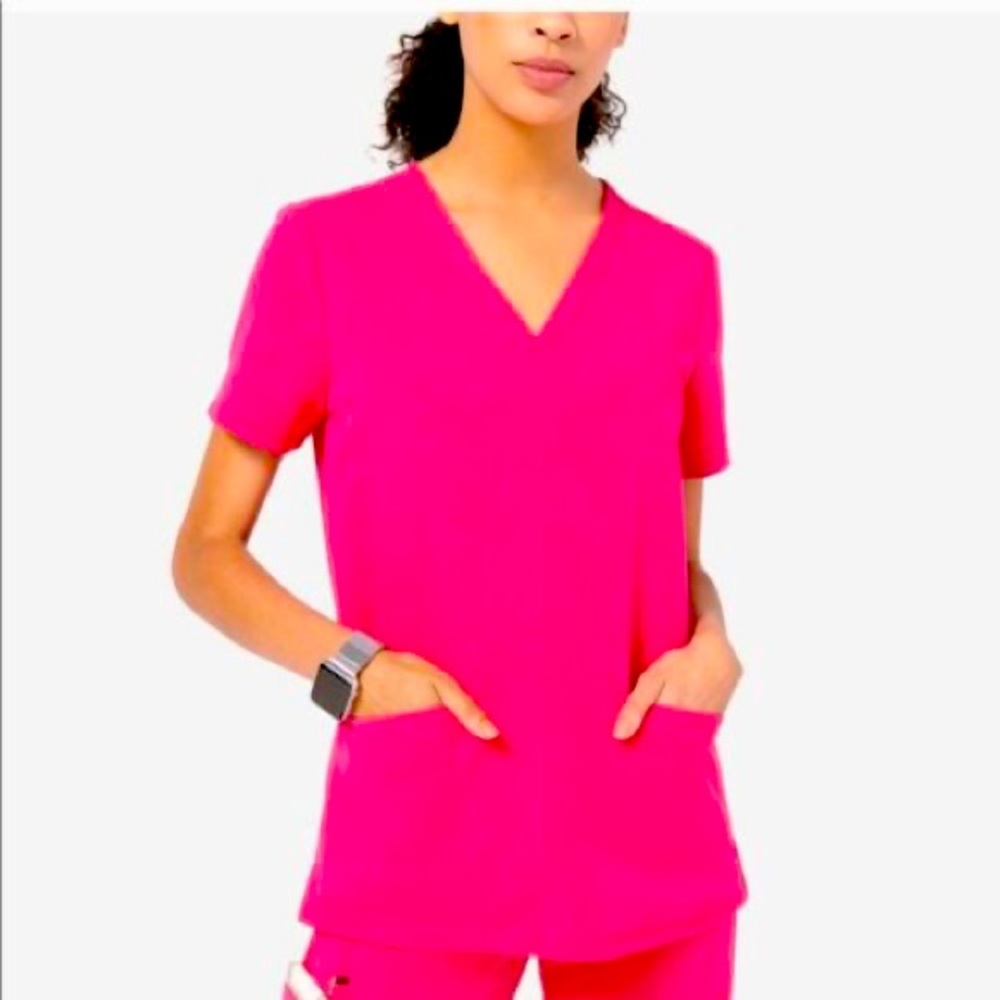 FIGS Hot Pink Casma Top